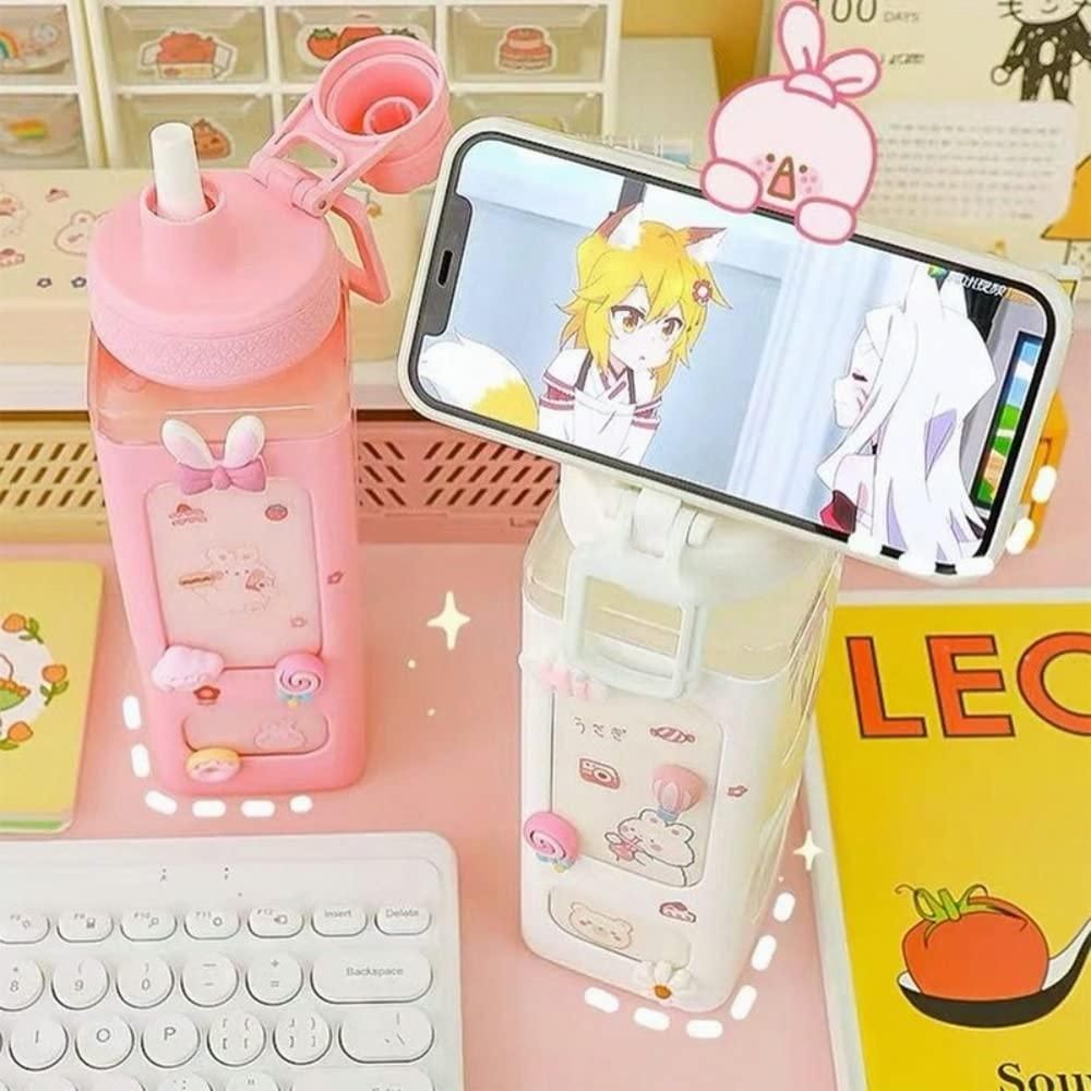 700ml Kawaii Water Bottle with Lid and Straw